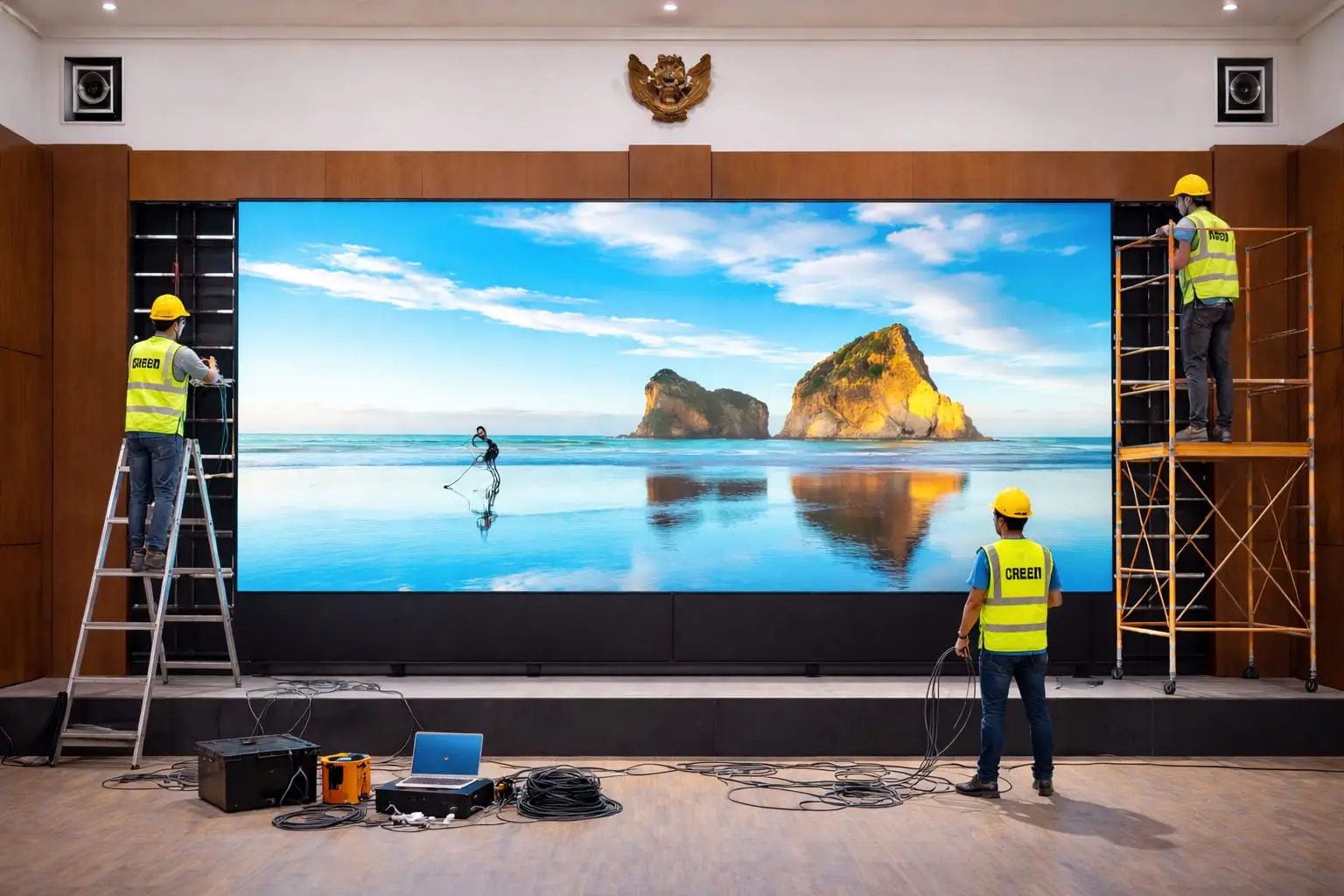 vendor videotron berpengalaman melakukan instalasi layar LED