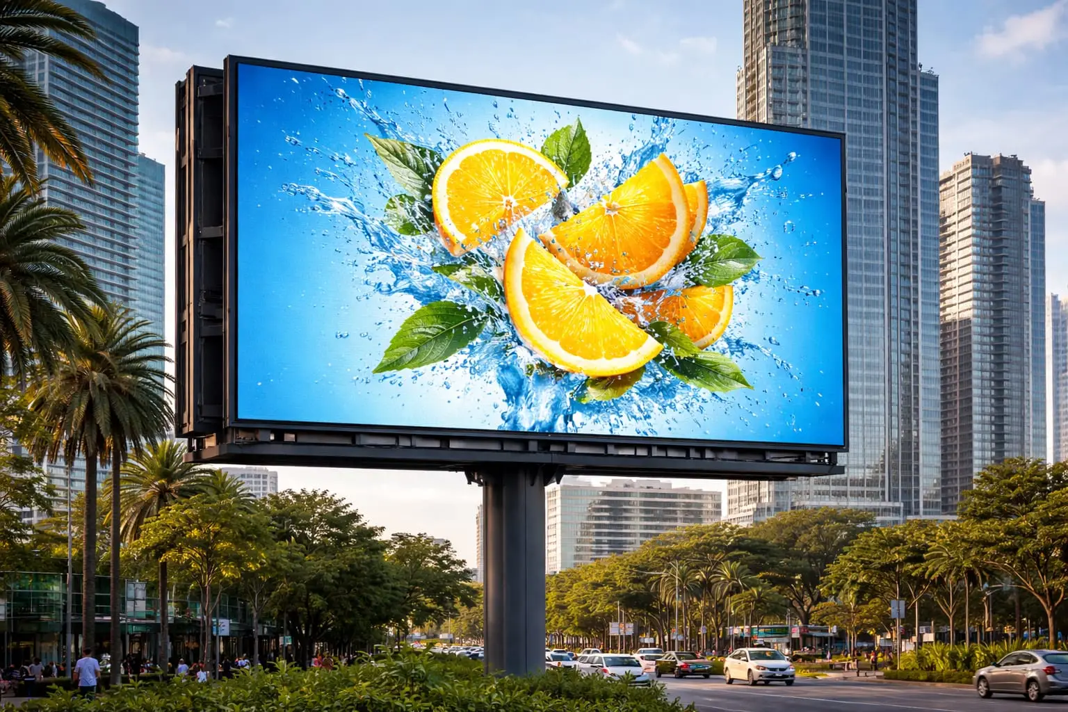 Rangka videotron outdoor dengan konstruksi besi untuk layar LED ukuran besar