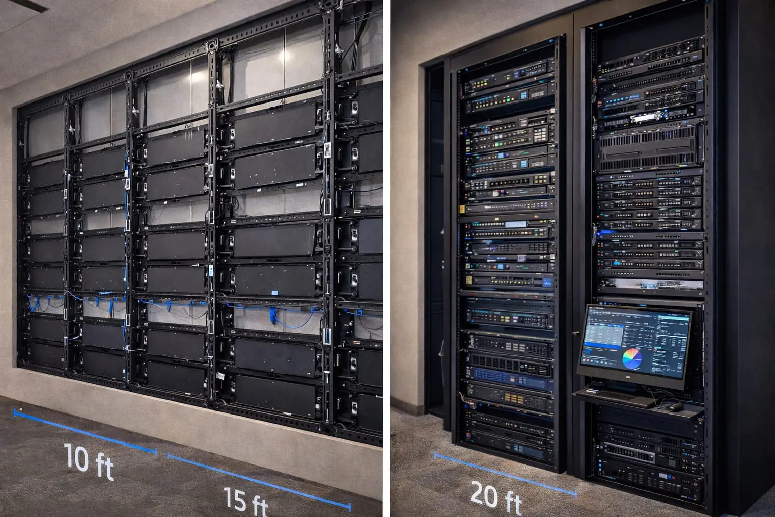 struktur instalasi videotron indoor dan sistem kontrol