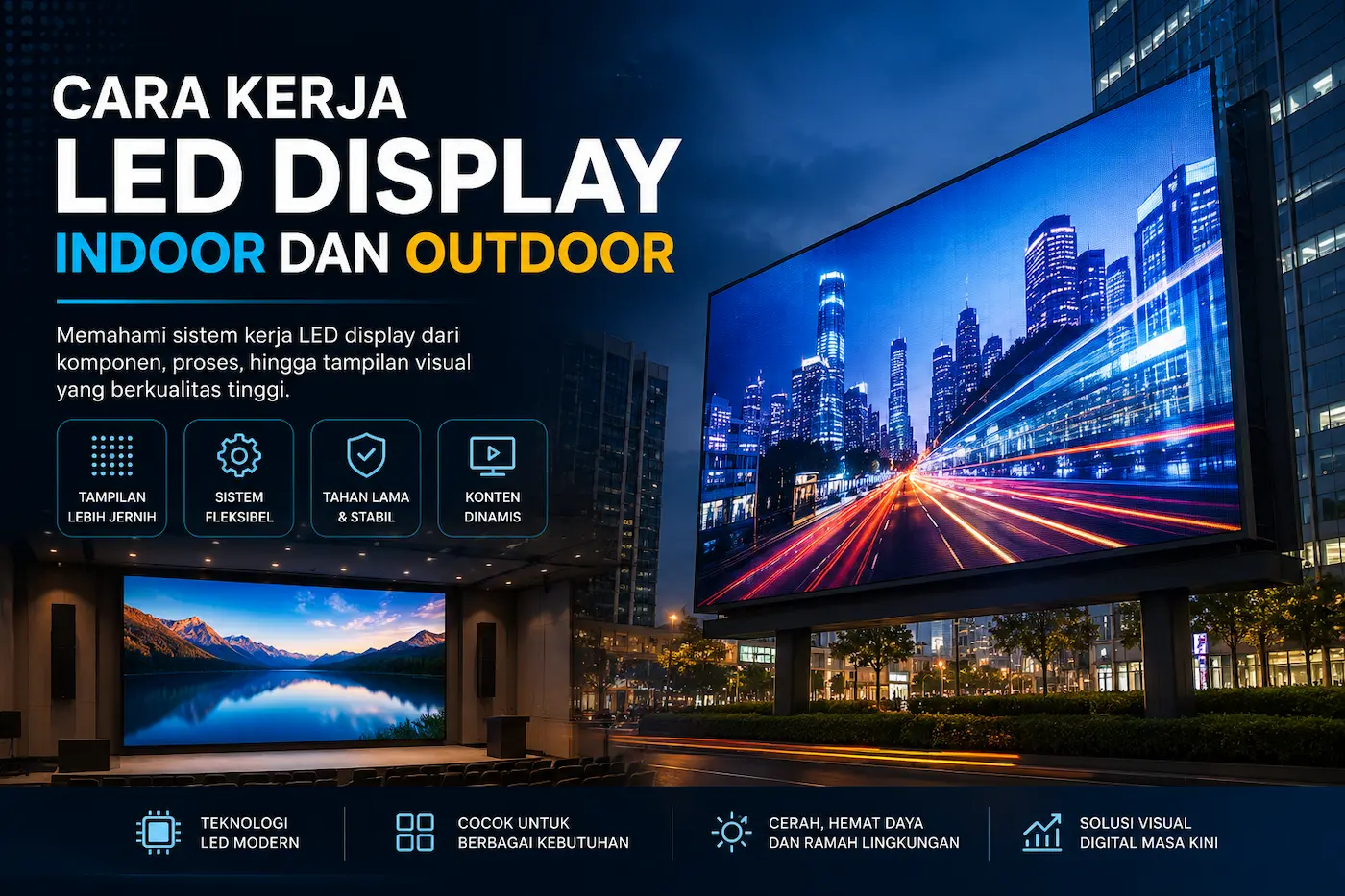 Cara kerja LED display indoor dan outdoor pada sistem videotron modern