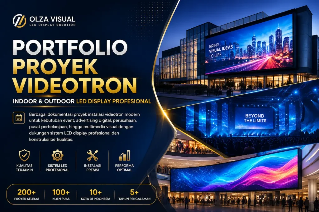 Hero banner portfolio videotron indoor dan outdoor profesional Olza Visual