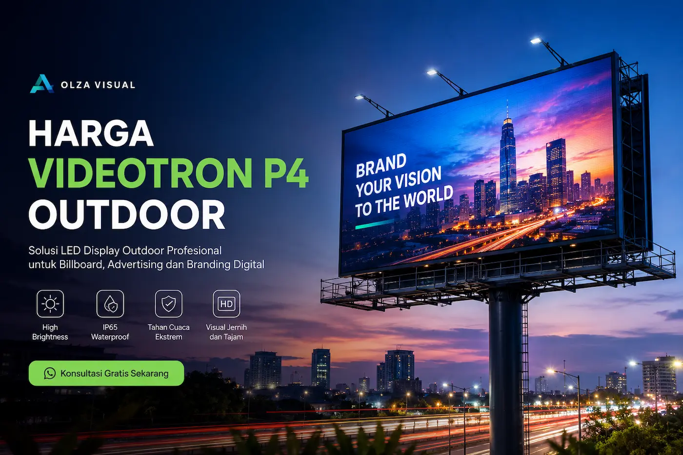 Hero banner videotron P4 outdoor untuk billboard advertising dan branding digital