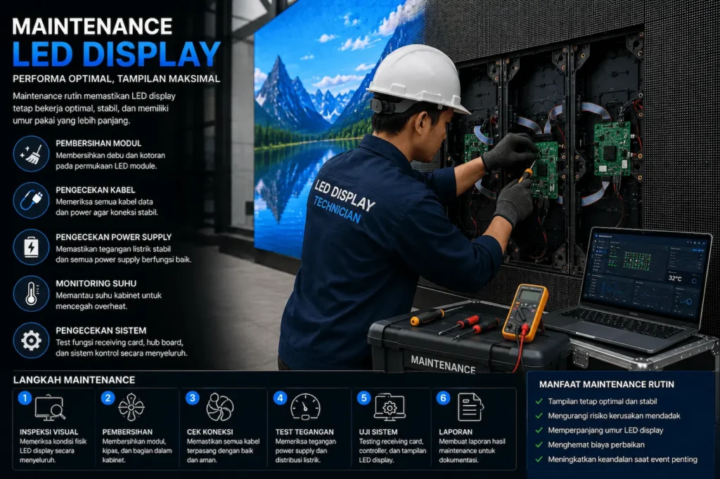 Teknisi maintenance LED display videotron profesional