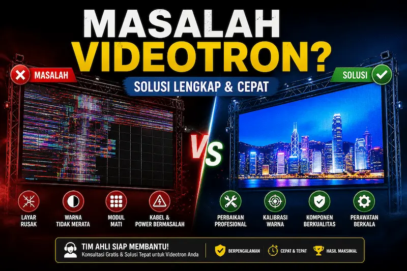 Masalah videotron seperti layar rusak dan solusi perbaikan LED display