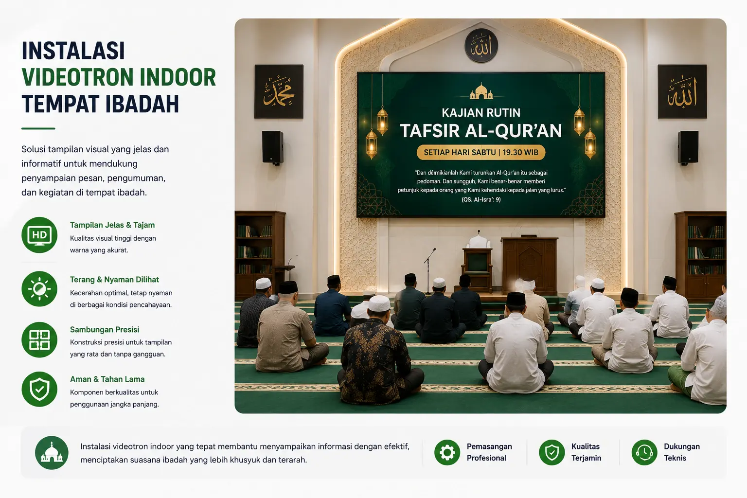 Instalasi Videotron Indoor untuk Tempat Ibadah