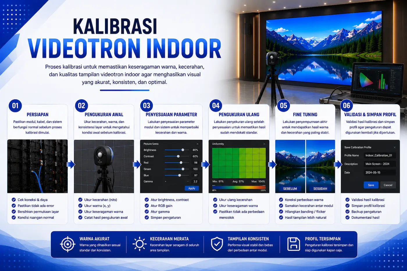 Kalibrasi Videotron Indoor Setelah Instalasi