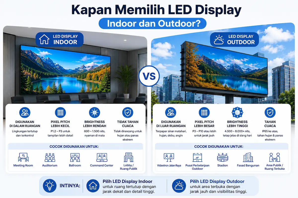 Kapan Memilih LED Display Indoor dan Outdoor
