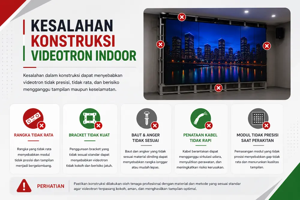 Kesalahan Konstruksi dan Kelistrikan Videotron Indoor