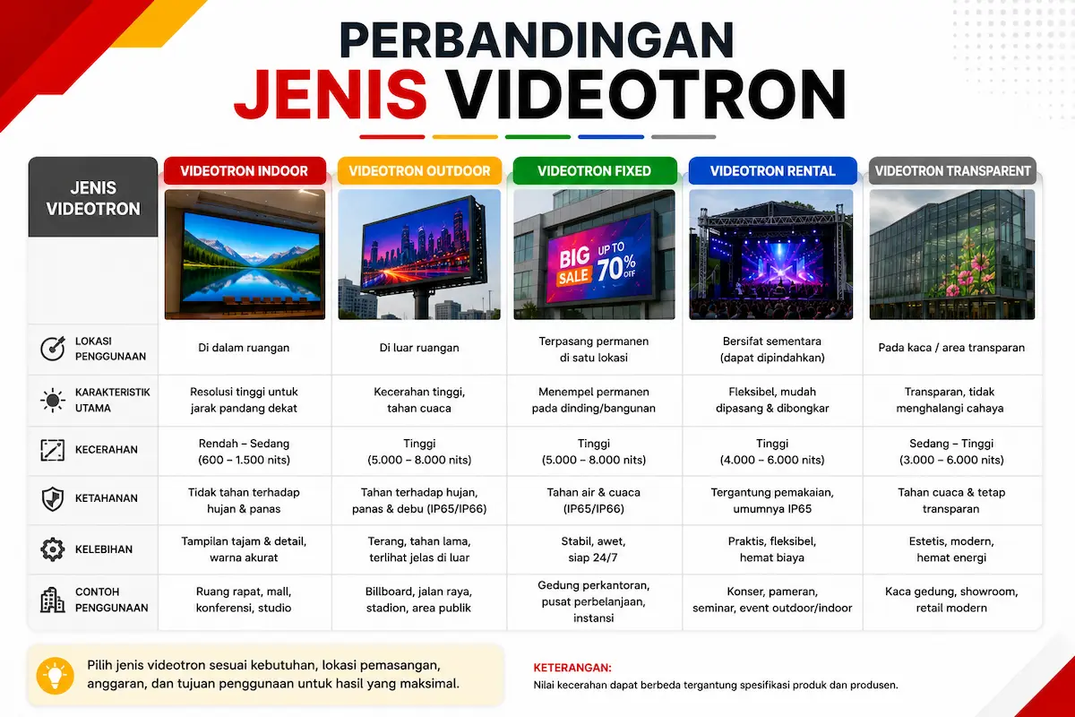Perbandingan Jenis Videotron