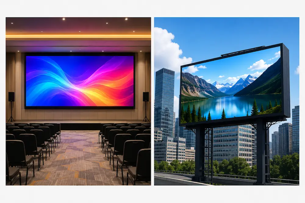 Perbedaan videotron indoor dan outdoor dari sisi penggunaan dan spesifikasi