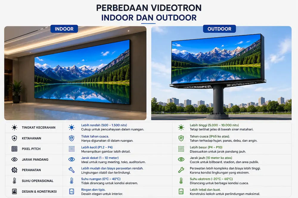 Perbedaan Videotron Indoor dan Outdoor