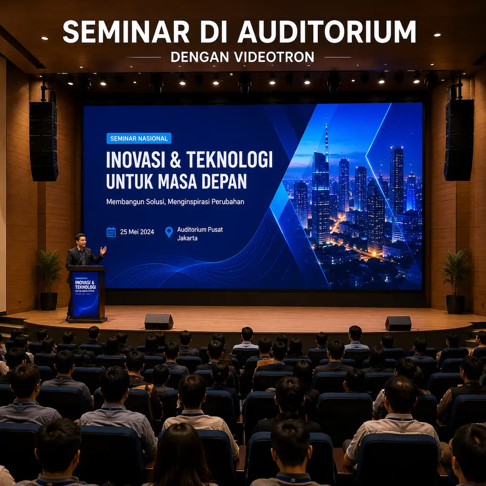 Seminar di auditorium menggunakan videotron LED display