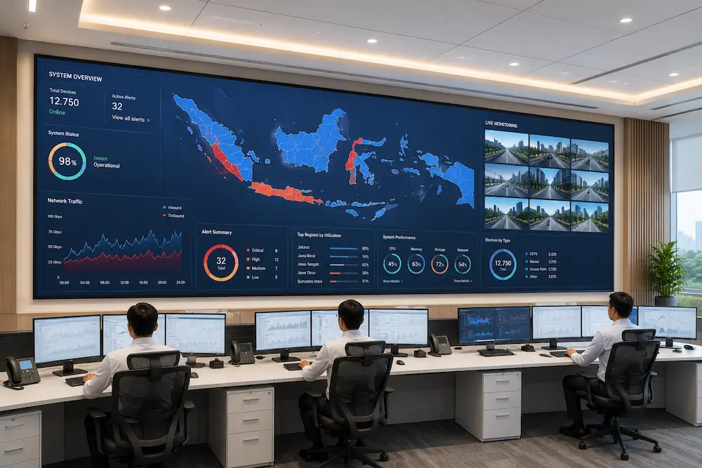 Ukuran videotron command center untuk monitoring data dan operasional real-time
