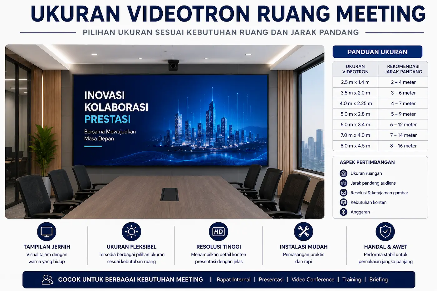 Ukuran videotron ruang meeting untuk presentasi dan rapat perusahaan