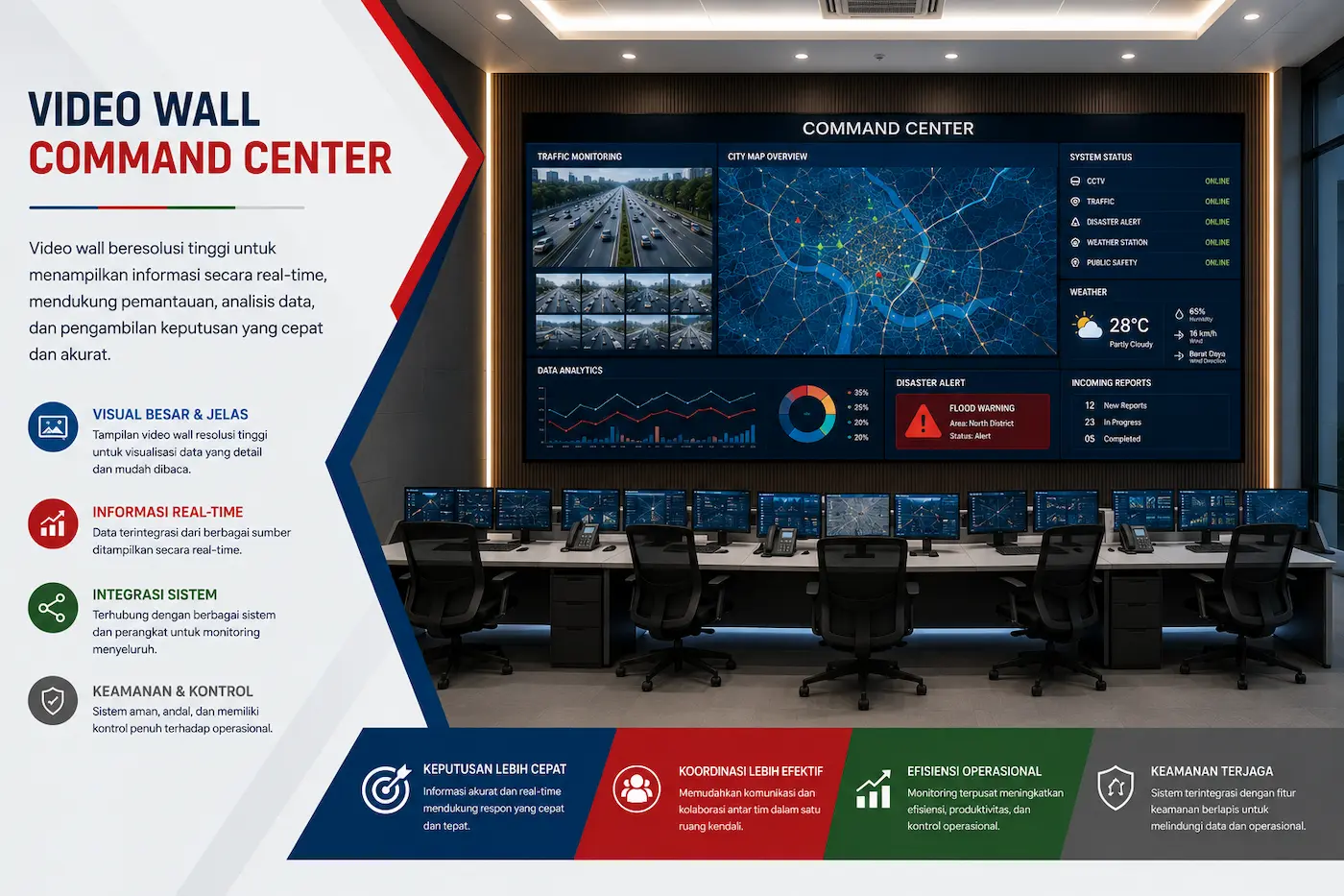 Keberhasilan Instalasi Videotron Indoor untuk Command Center