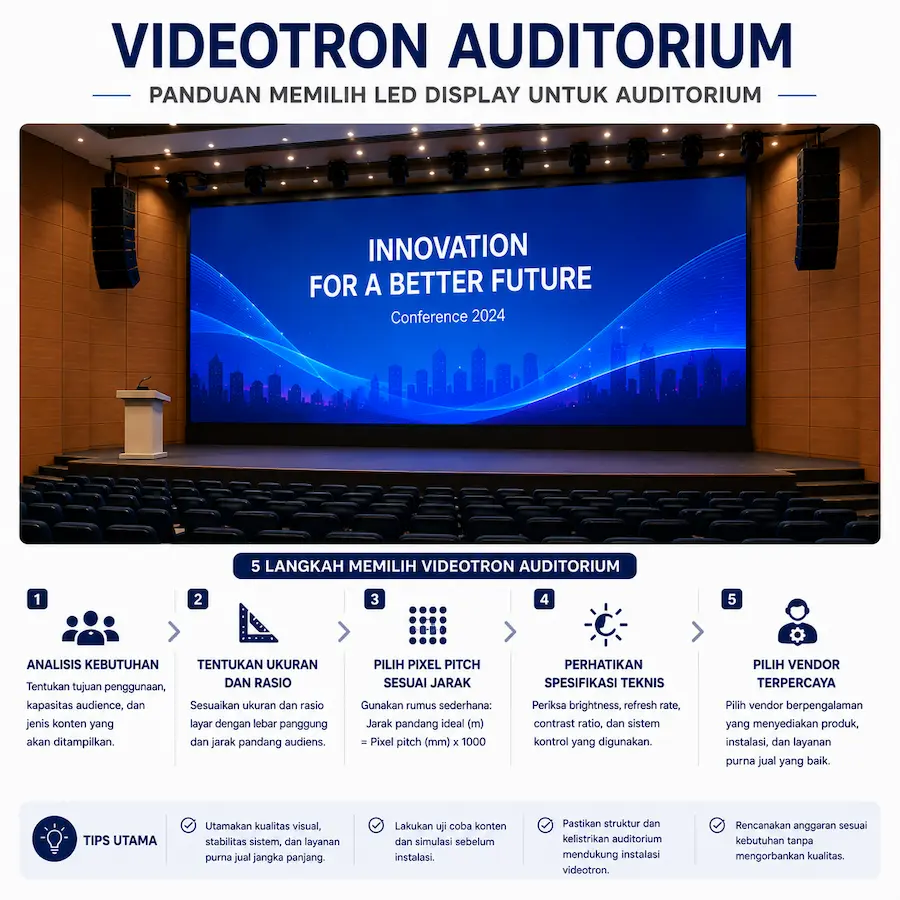 Videotron auditorium untuk seminar presentasi dan pertunjukan