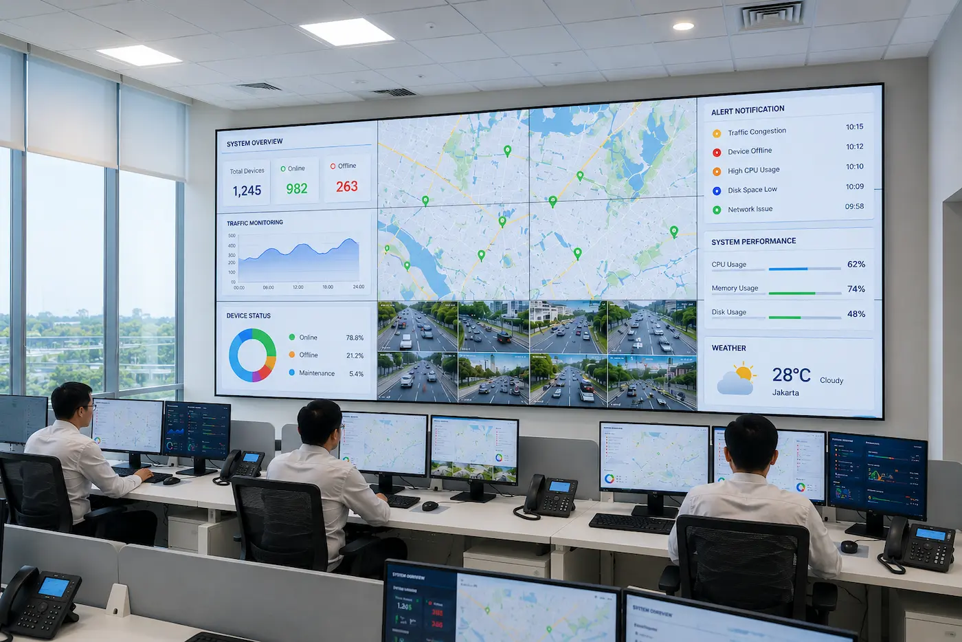 Videotron indoor command center untuk monitoring dan pusat kendali operasional