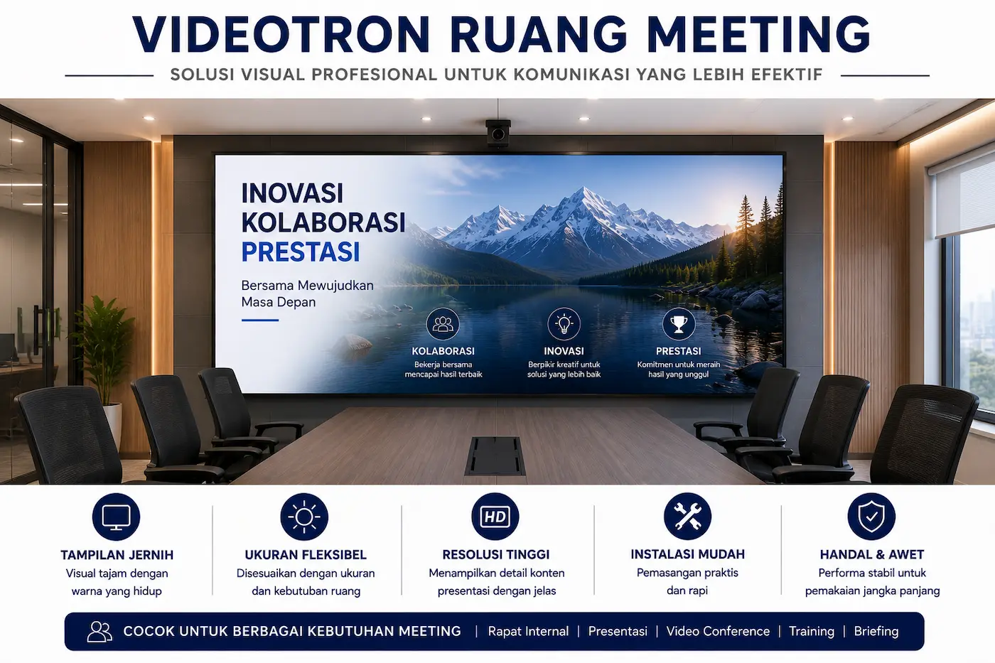 Videotron ruang meeting untuk presentasi dan rapat perusahaan