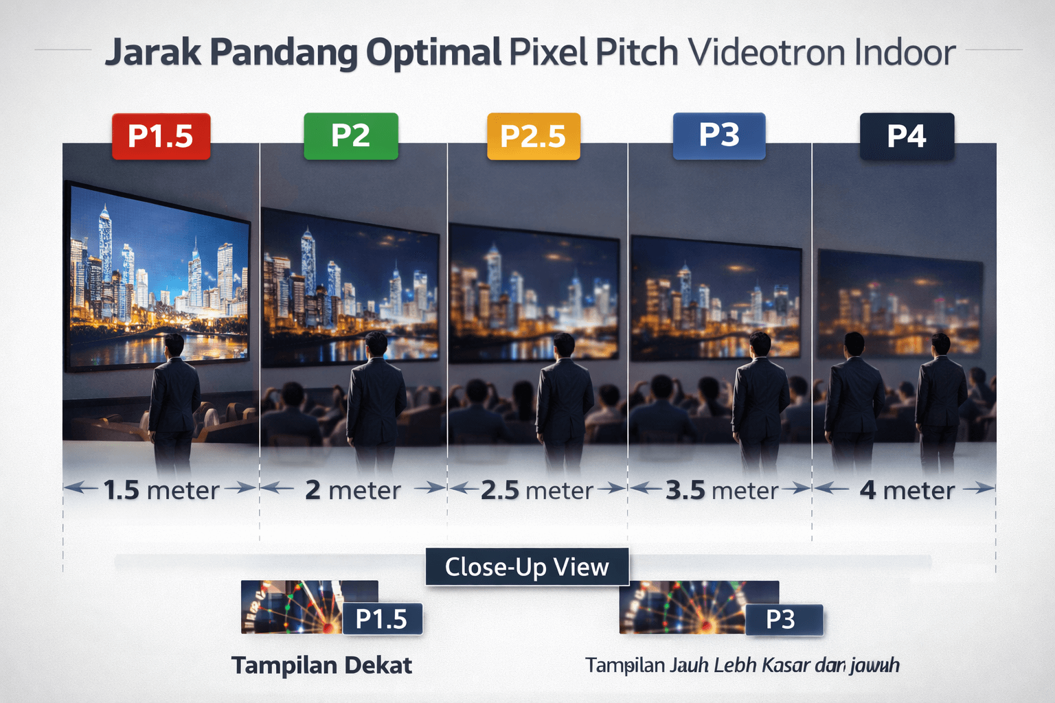 diagram jarak pandang pixel pitch videotron indoor