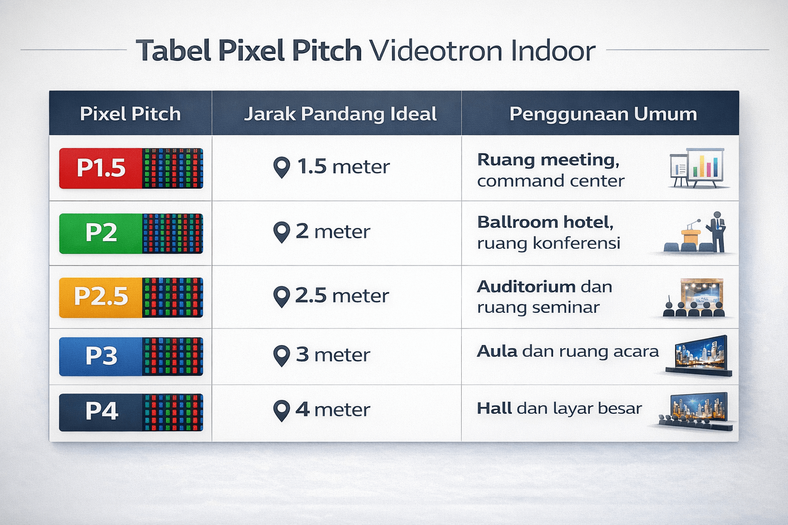 diagram jarak pandang pixel pitch videotron indoor
