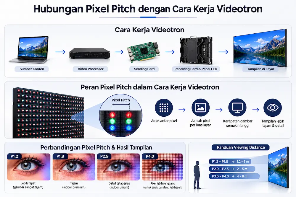 Hubungan Pixel Pitch dengan Cara Kerja Videotron