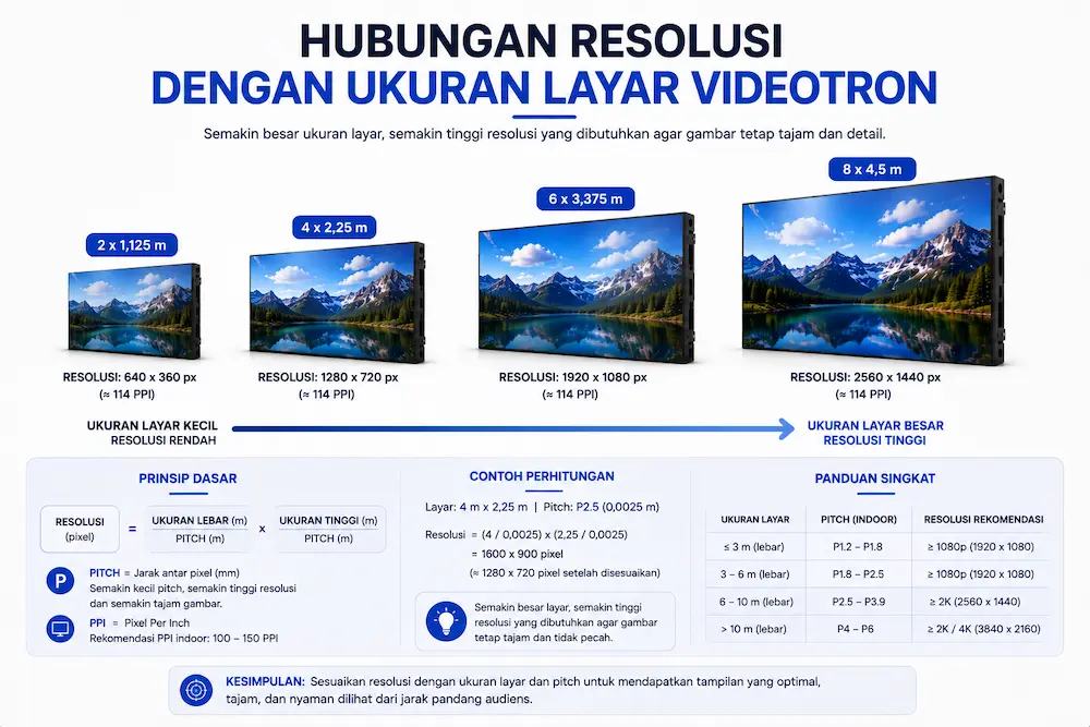 Hubungan Resolusi dengan Ukuran Layar Videotron