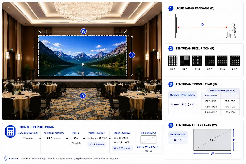 Perhitungan Ukuran Videotron Ballroom