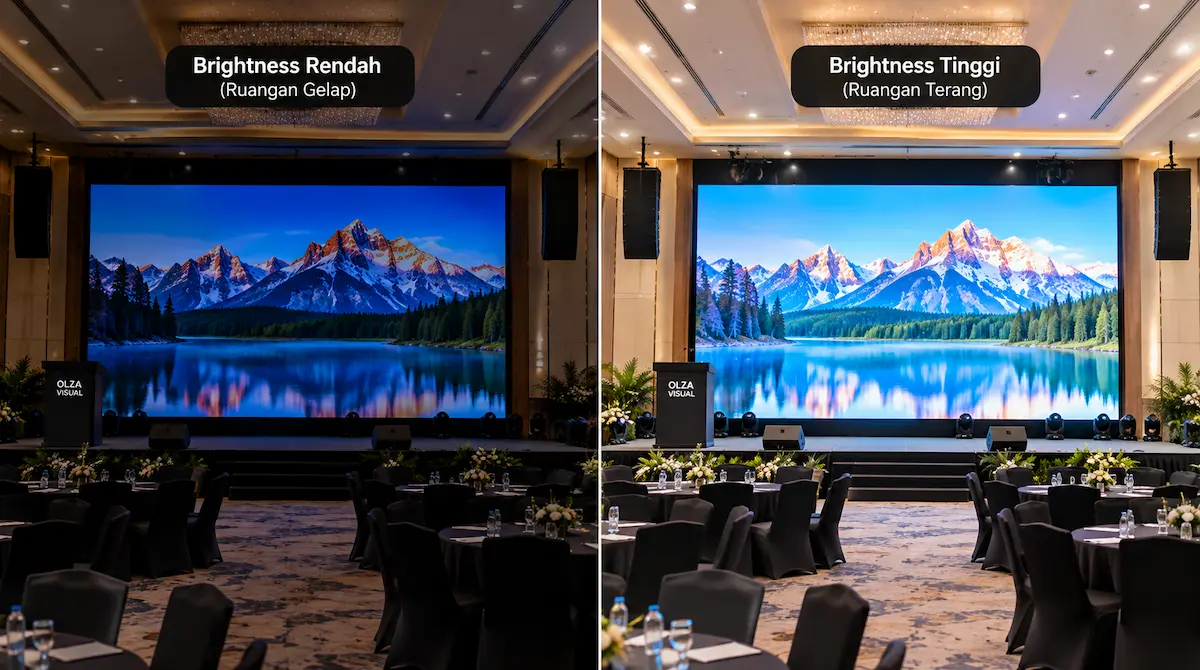 brightness Videotron Indoor untuk ballroom