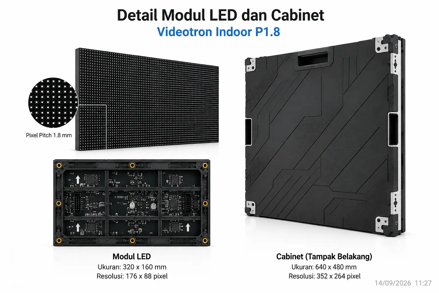 Module dan cabinet Videotron Indoor P1.8
