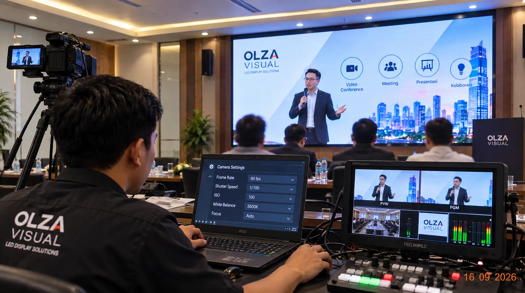 pengaturan Videotron Indoor untuk live camera meeting room