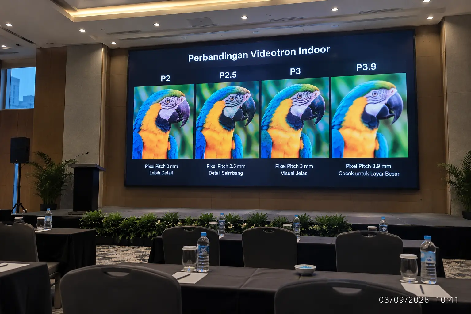Perbandingan Videotron Indoor P2.5 dengan P2 P3 dan P3.9