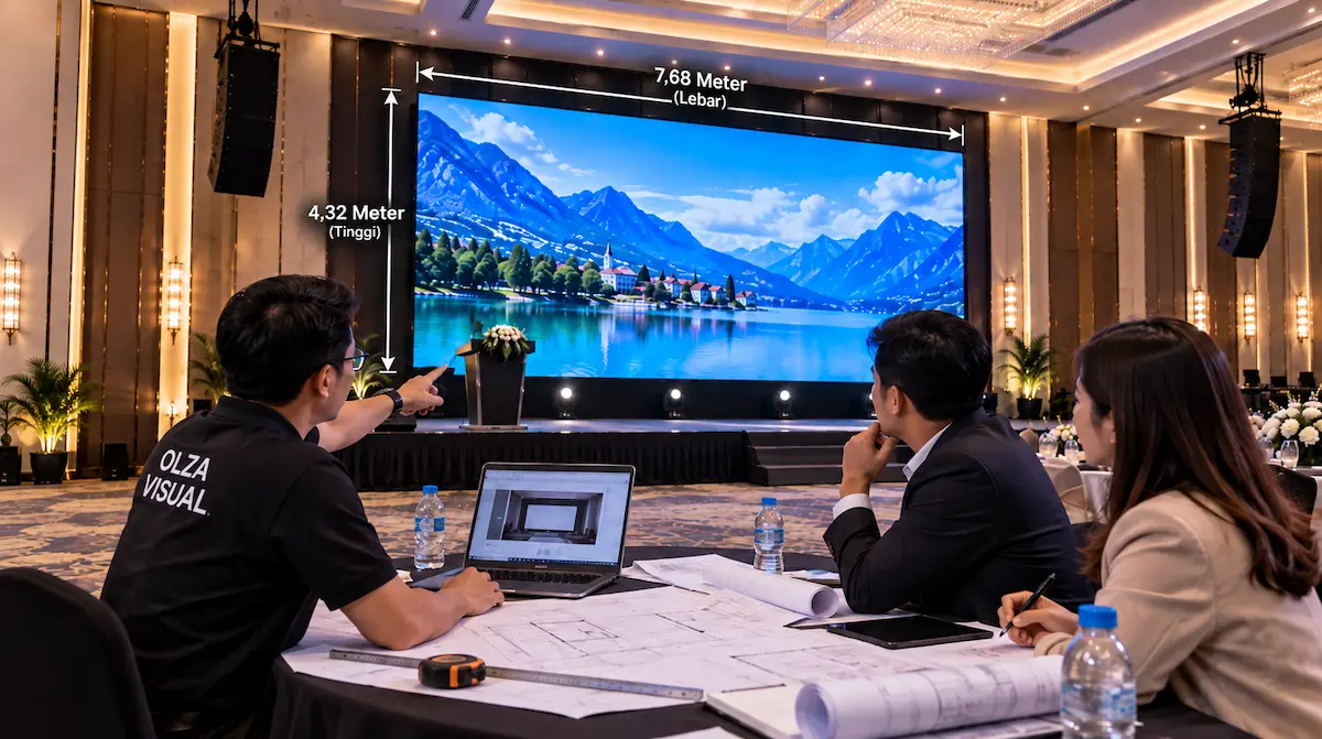 perencanaan ukuran Videotron Ballroom dan panggung