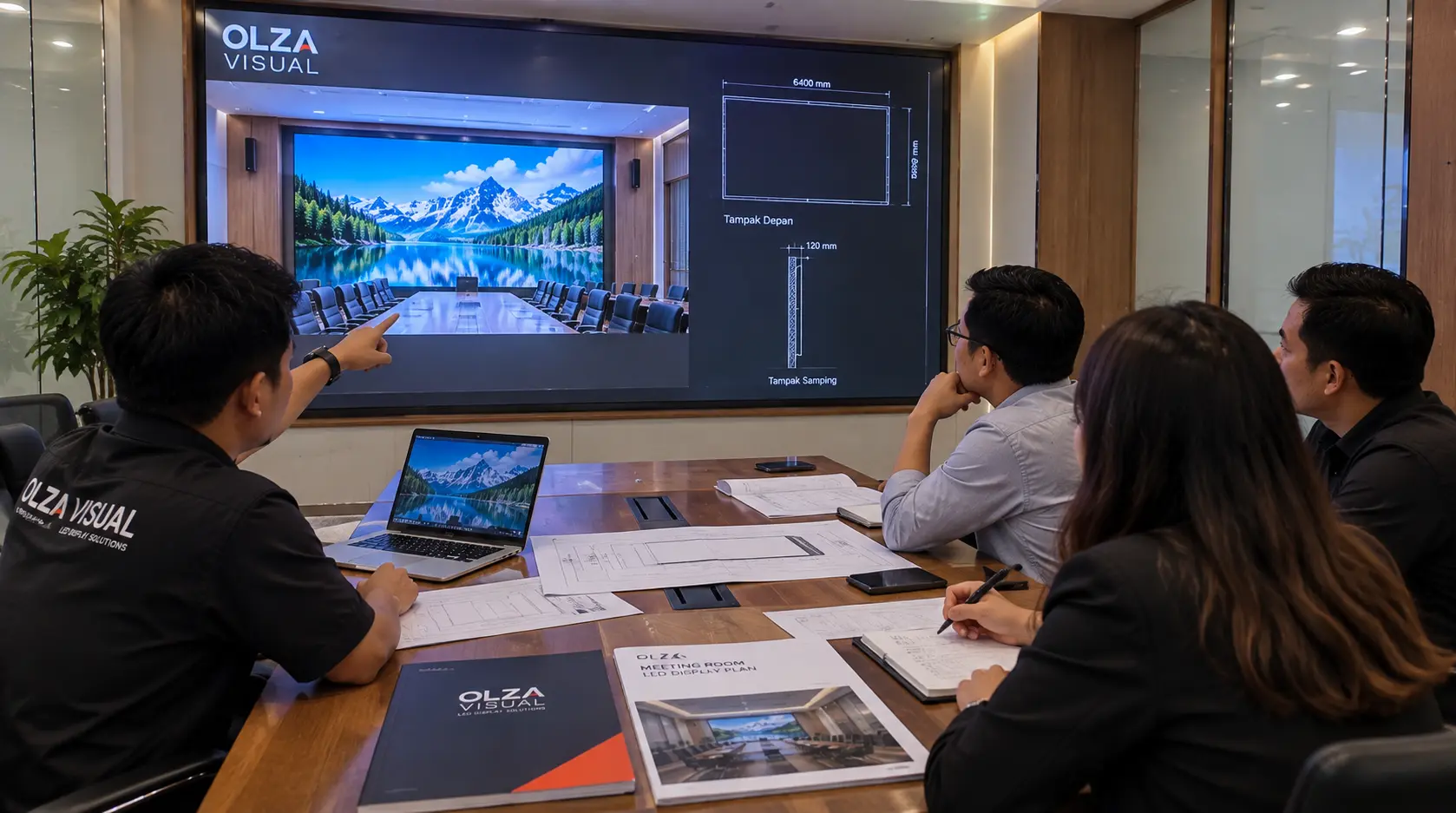 perencanaan instalasi Videotron Indoor P2 untuk meeting room