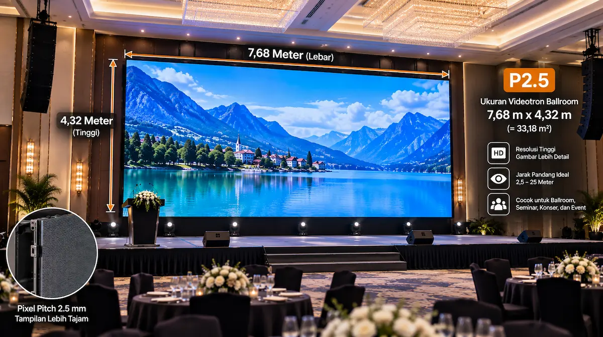 Ukuran Videotron P2.5 untuk ballroom