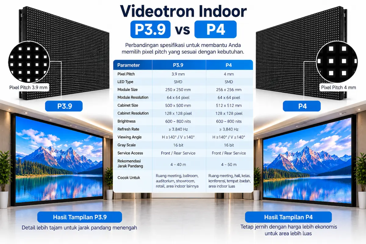 Videotron Indoor P3.9 vs P4
