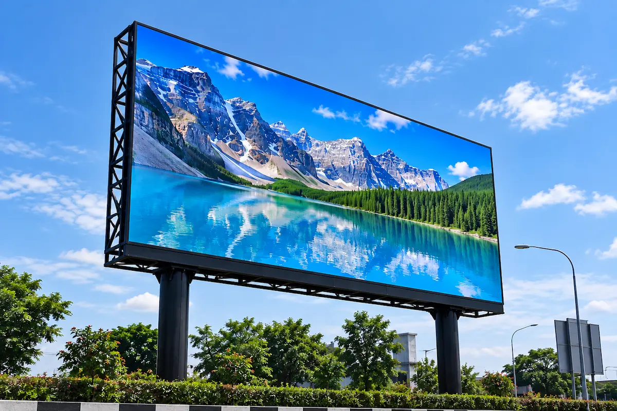 Contoh penggunaan Videotron Outdoor P10 pada billboard digital